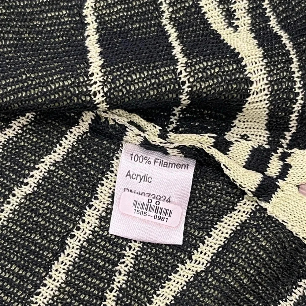 MING WANG Light Yellow/Green Abstract Stripe Open Knit Sweater Blazer Size 2X - Picture 6 of 8